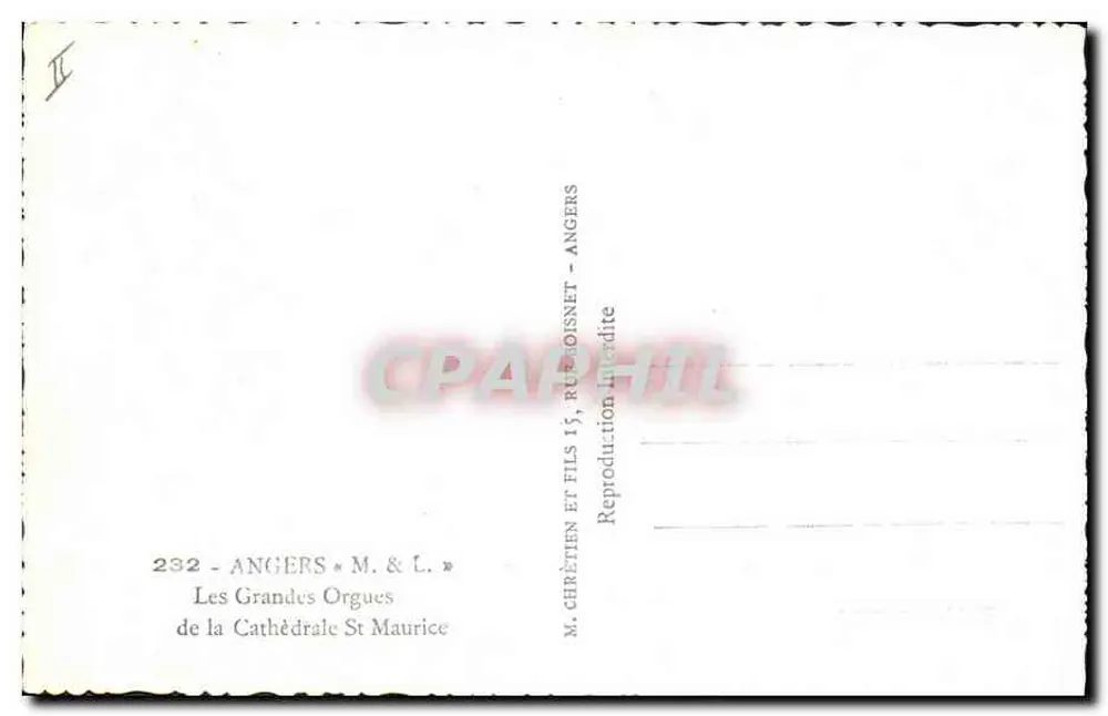 Die Großen Orgeln der Kathedrale Saint-Maurice — Angers — M. Chrétien & Fils - Rückseite