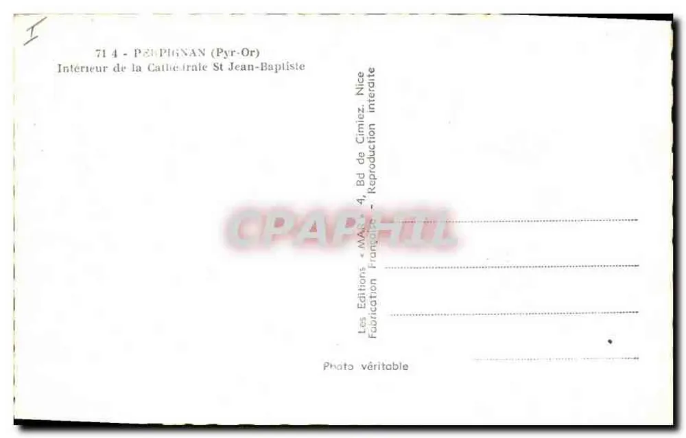 Innenansicht der Kathedrale Saint-Jean-Baptiste — Pégnyan (Pyrénées-Orientales) — Editions « MAN » - Rückseite