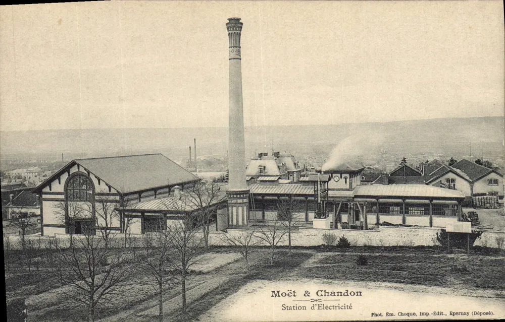 Elektrizitätsstation — Moët & Chandon — Foto. Em. Choque, Verlag Epernay (Deposé) - Vorderseite
