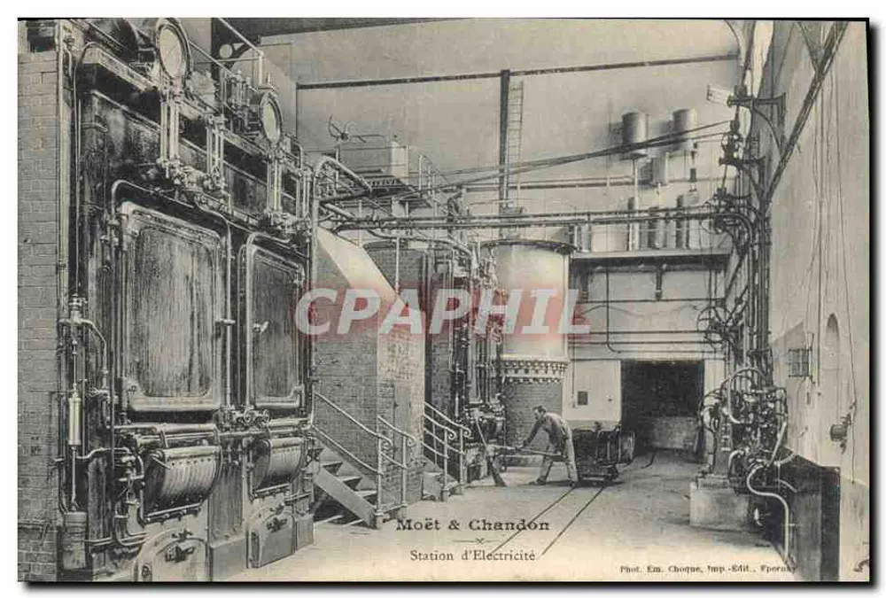 Elektrizitätsstation — Moët & Chandon — Foto. Em. Choque, Verlag-Ed. F. Forney - Vorderseite
