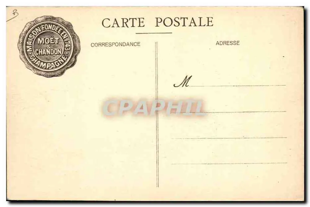Die Weinlese in Le Mesnil-sur-Oger — Moët et Chandon — Foto. Em. Choque, Druck. Verlag Epernay - Rückseite