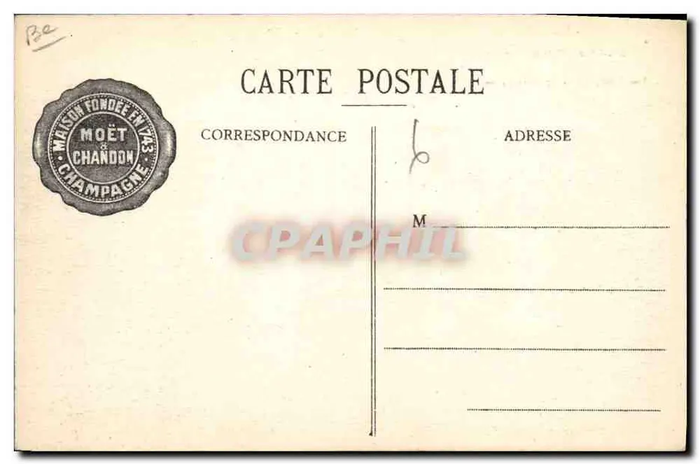 Die Weinlese in Ay-Champagne — Moët & Chandon — Foto. Em. Choque, Verlag. Epernay - Rückseite