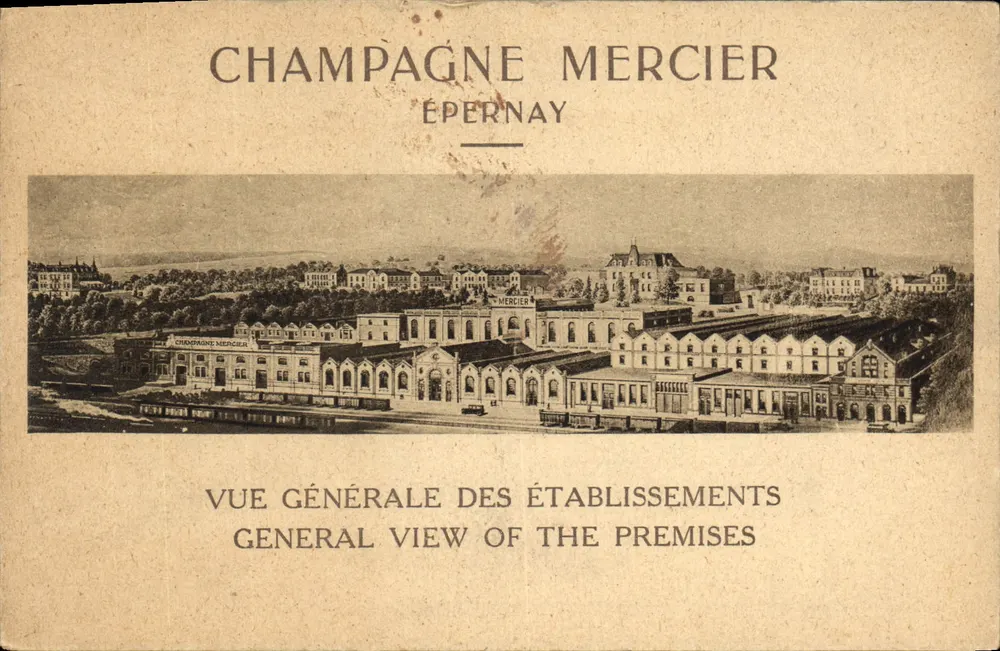 Champagne Mercier — Allgemeiner Blick auf die Einrichtungen in Épernay — Verlag Mercier - Vorderseite