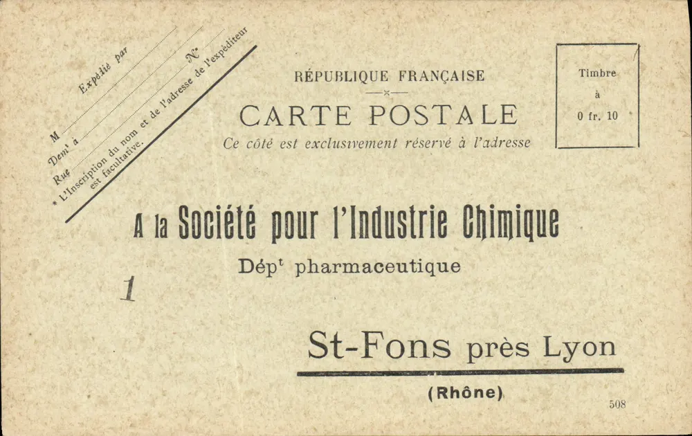 St-Fons bei Lyon — Gesellschaft für die chemische Industrie — Werbeansichtskarte - Vorderseite