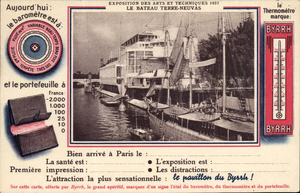 Ausstellung von Künsten und Techniken 1937 — Le Bateau Terre-Neuvas — Byrrh - Vorderseite