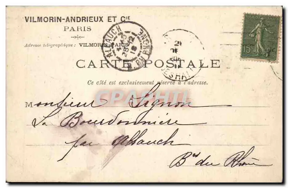 Paris — Facturation de produits agricoles — Vilmorin-Andrieux & Cie, n° 44371 - Verso