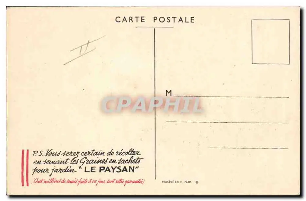 Reine de Paris 1937 — Portrait einer Frau umgeben von Blumen — Ausgabe R.O.C. Paris - Rückseite