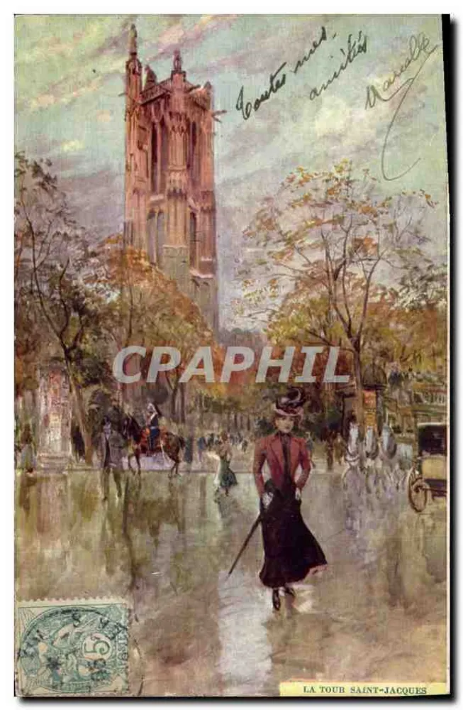 A Torre Saint-Jacques — vista de outono — editora não visível - Frente