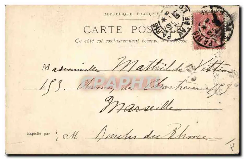 Paris, rue d'Auber, perto do Opéra — vista da rua com passantes — editor não visível - Verso