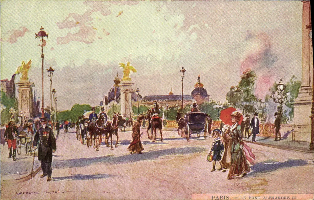 Paris — O Ponte Alexandre III — desenho de Lefebvre - Frente