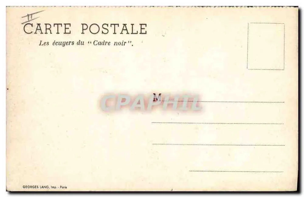Die Reiter des "Cadre noir" — Georges Lang, Paris - Rückseite
