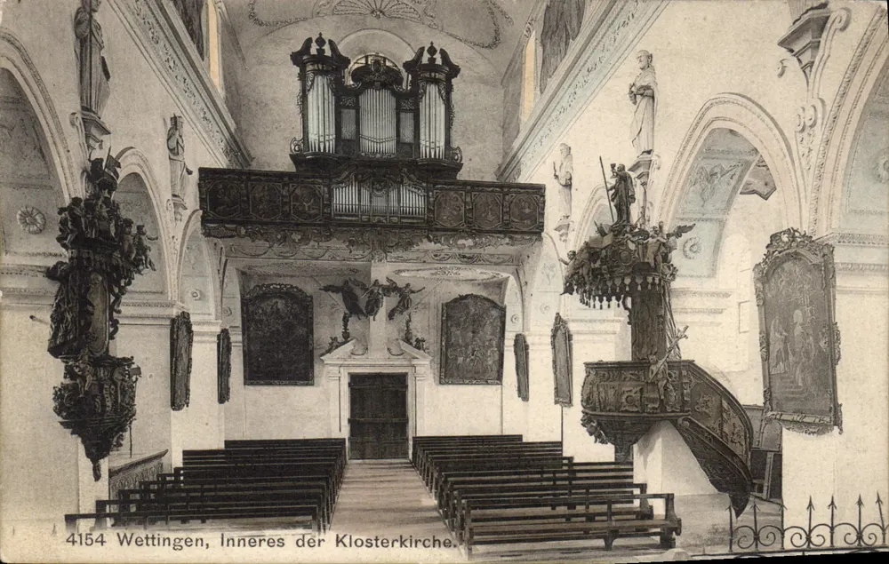 Wettingen — interieur van de Klosterkirche — uitgever Fot. Kandt, n° 4154 - Voorkant