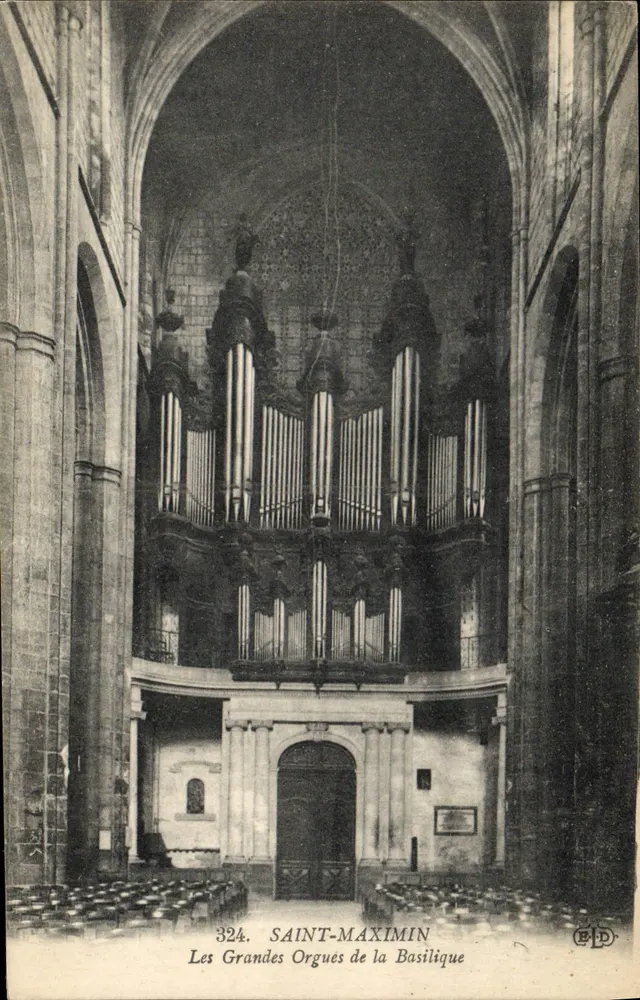 Saint-Maximin — Blick auf die großen Orgeln der Basilika — E. Le Dolay, Paris, n°324 - Vorderseite