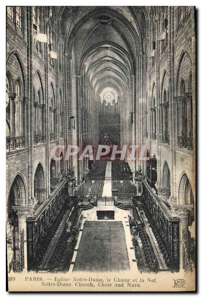Paris — Kirche Notre-Dame, Chor und Kirchenschiff — ND Frères - Vorderseite