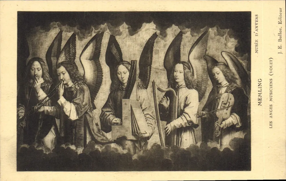 Os Anjos Musicais — obra de Memling — editor J.E. Bulloz (Anvers) - Frente