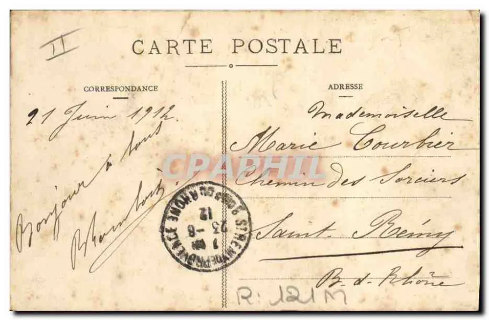 In der Auvergne — Reitgruppe auf den Hauts-Plateaux unterwegs zur Messe — MT, Nr. 3344 - Rückseite