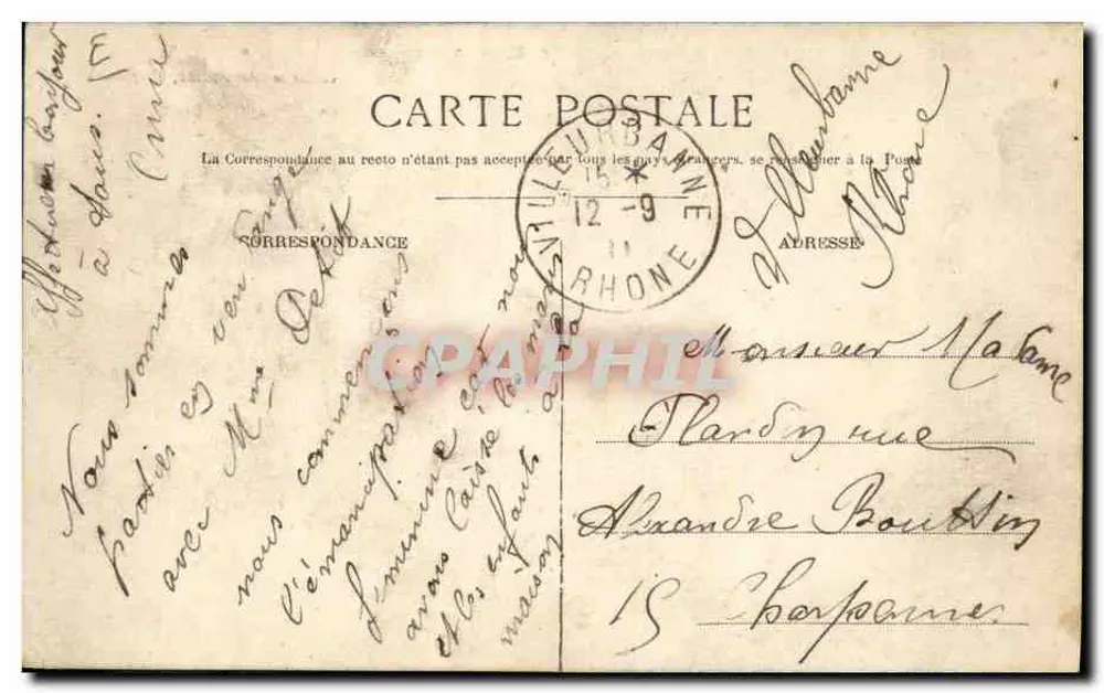Zbieranie winogron w Beaujolais — E. Villefranche - Rewers