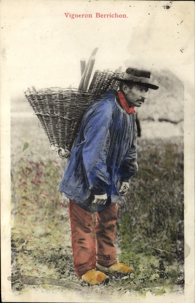 Vigneron Berrichon — vigneron portant un panier de piquets — éditeur non visible - Frente