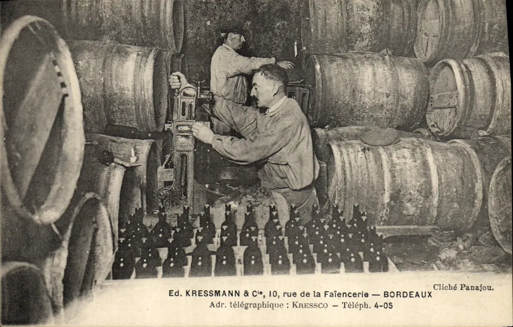 Arbeiter in einer Weinkelterei — Bordeaux — Ed. KRESSMANN & Cie, rue de la Faïencerie - Vorderseite