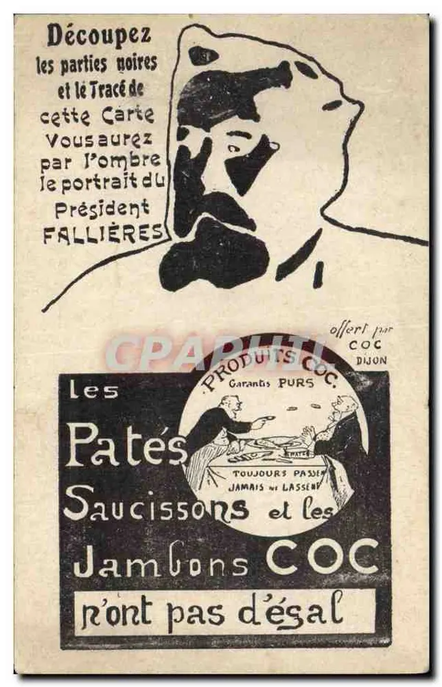 Porträt des Präsidenten Fallières — Werbung für Coc-Produkte — Verlag Coc Dijon - Vorderseite