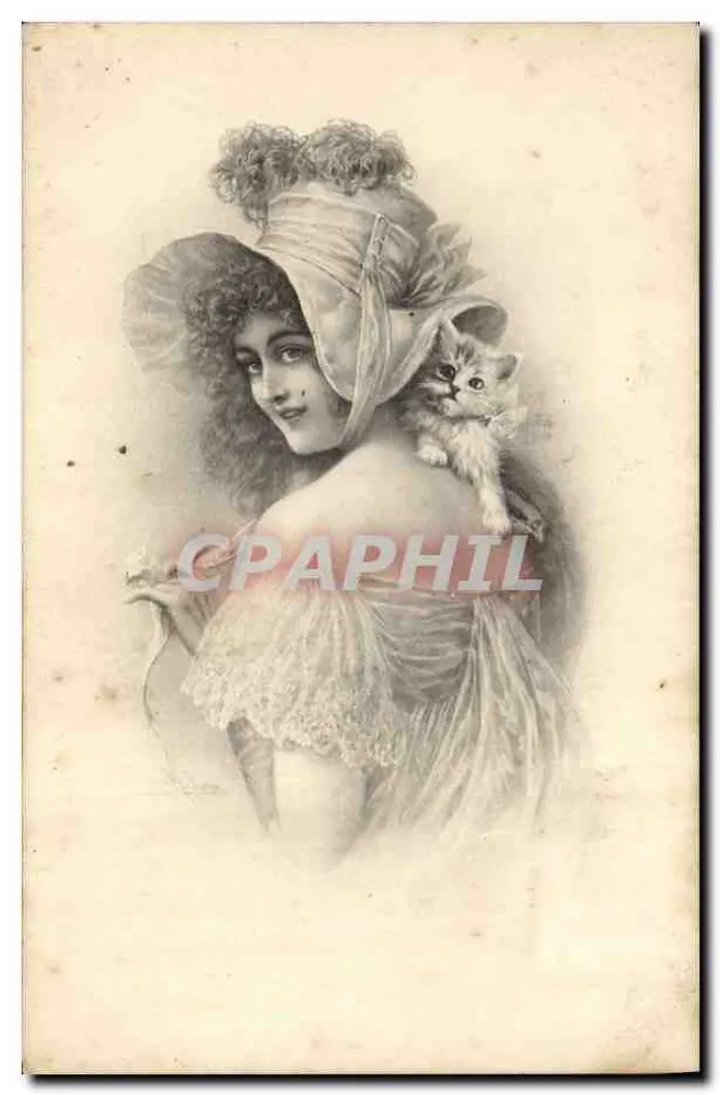Frau mit Katze — M.M. VIENNE, Nr. 749 — M. MUNK - Vorderseite