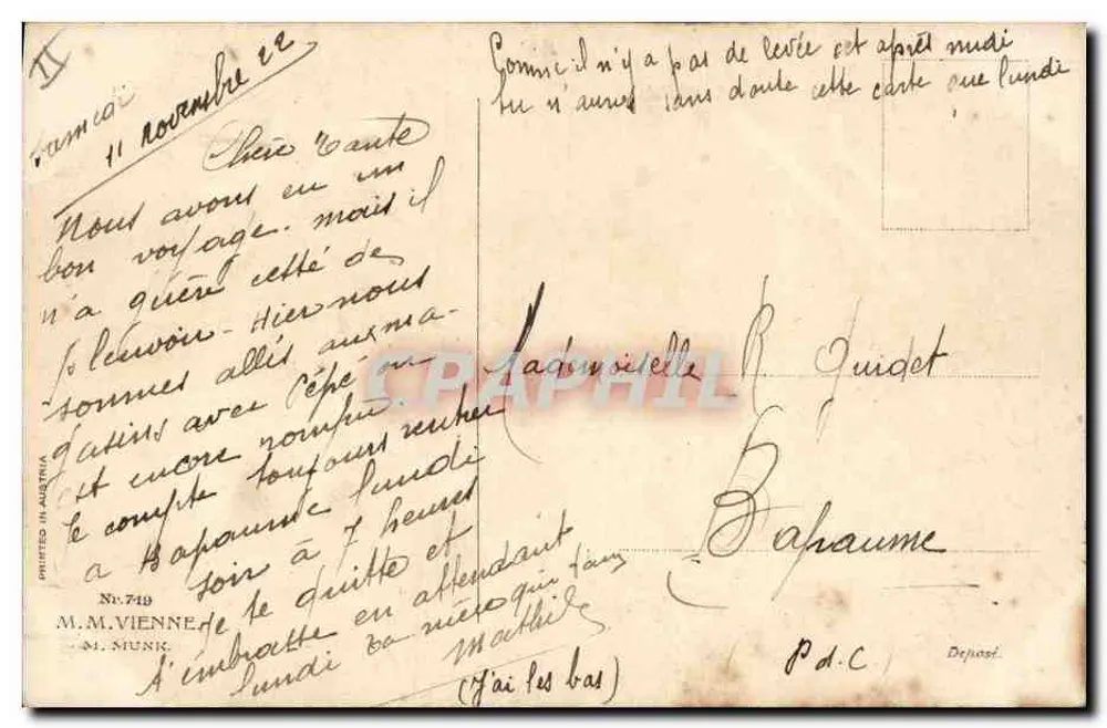 Frau mit Katze — M.M. VIENNE, Nr. 749 — M. MUNK - Rückseite