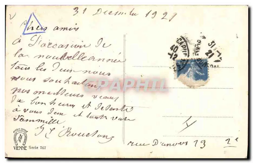 Esqui e montanhas — Viena, Série 767 — editor Viennese - Verso