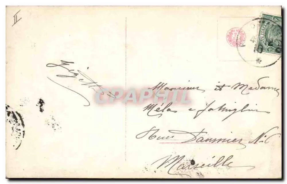 Junge Frau mit zwei Katzen — Innenraum-Szene — Verlag R, n° 3356/5 - Rückseite