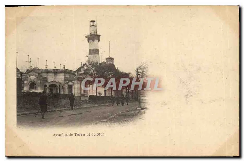Exército Terrestre e Marítimo — Farol e edifício — sem editor ou número visível - Frente