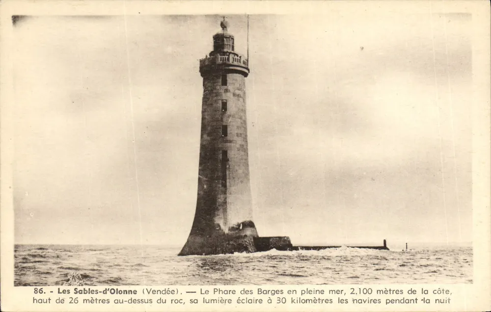 Der Leuchtturm der Barges (Les Sables-d'Olonne, Vendée) — 86. — Verlag J. Nozois, Nantes - Vorderseite