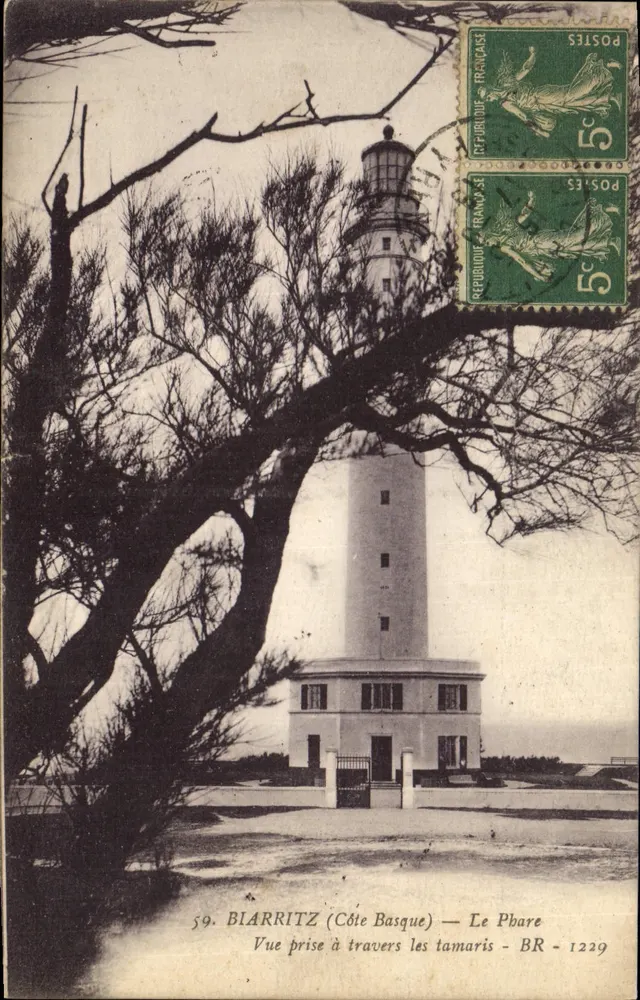 Biarritz (Côte Basque) — Der Leuchtturm — Ansicht durch die Tamarisken — BR - 1229 - Vorderseite