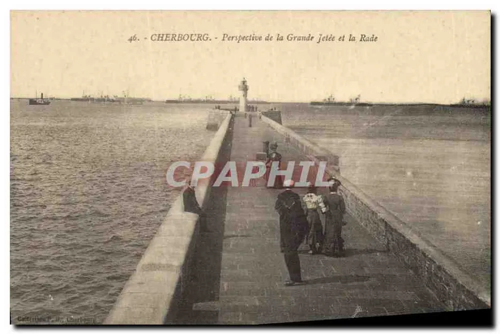Cherbourg - Aussicht auf die Grande Jetée und den Hafen - Cattrélieu, n° 46 - Vorderseite