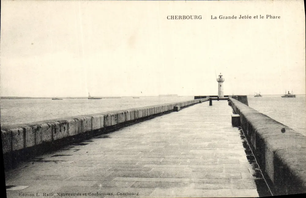 Cherbourg — La Grande Jetée und der Leuchtturm — Édition L. Ratti, Nouveautés et Confections, Cherbourg - Vorderseite