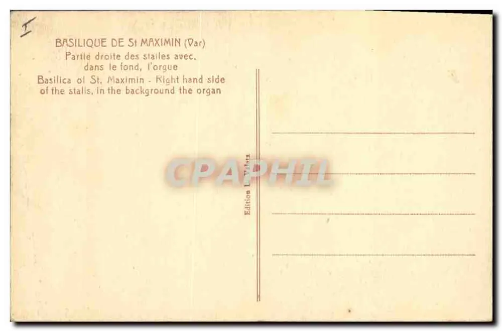 Basilika Saint-Maximin (Var) — Rechte Seite der Bänke mit dem Orgel im Hintergrund — Edition L. Valat - Rückseite