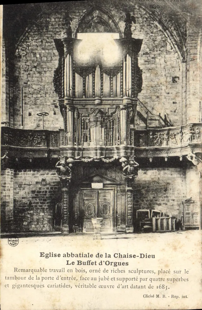 Chiesa abbaziale di La Chaise-Dieu — Il buffet degli organi — Cliché M. B. - Rep. int. n° 630 - Recto