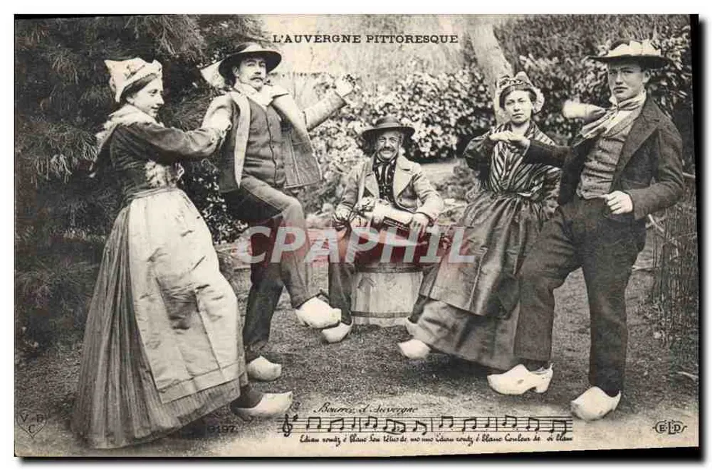 A Auvergne pitoresca — Cena de dança tradicional — Editor: EID, n° 12 - Frente