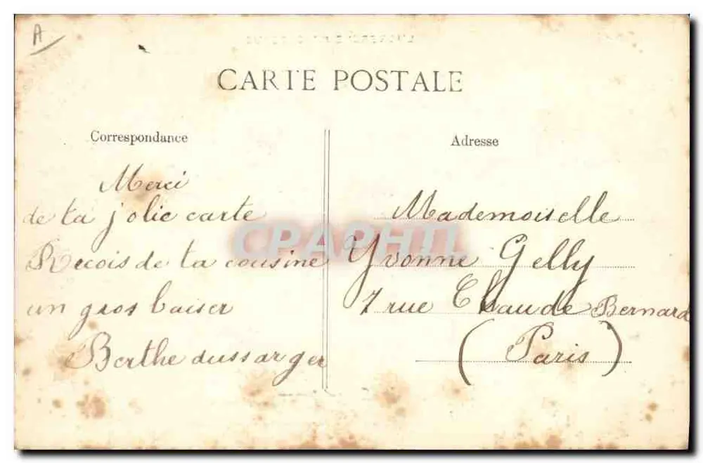 A Auvergne pitoresca — Dançarinos em trajes tradicionais — Editor: Bourree d'Auvergne, n° 3197 - Verso