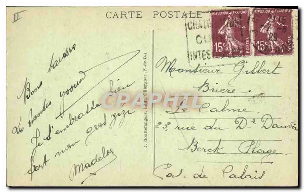 A Auvergne — Cena de vida local — G. D'O. n°1011 - Verso