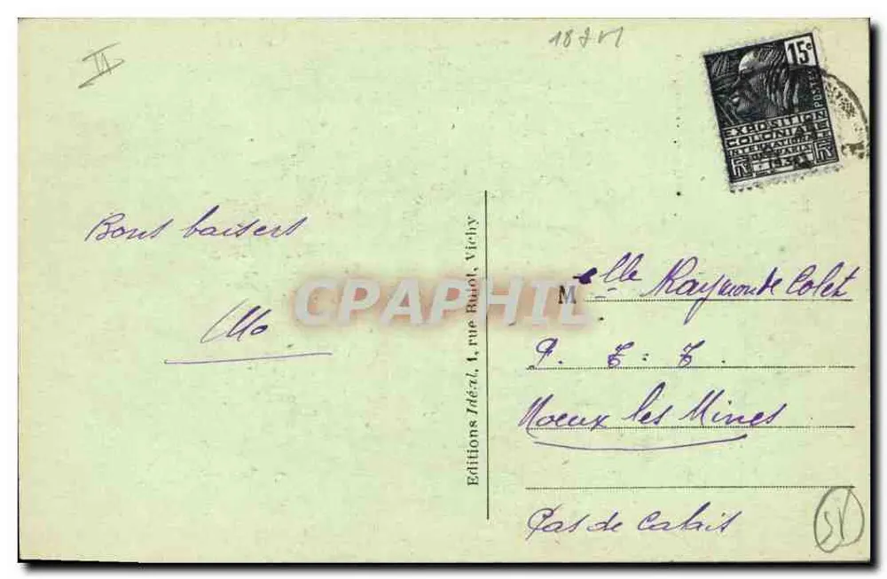 A Auvergne pitoresca — O Cabrettaire — Editor Idéal, n° 117 - Verso