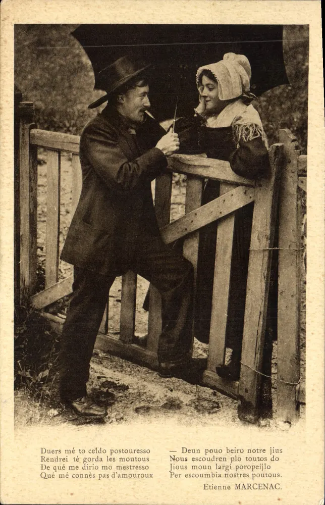 Na Auvergne — A Conversa — Edições Malroux-Laborié & Delprat, Aurillac - Frente