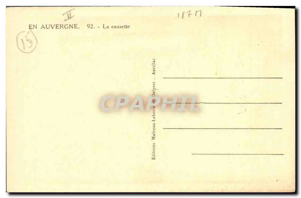 Na Auvergne — A Conversa — Edições Malroux-Laborié & Delprat, Aurillac - Verso