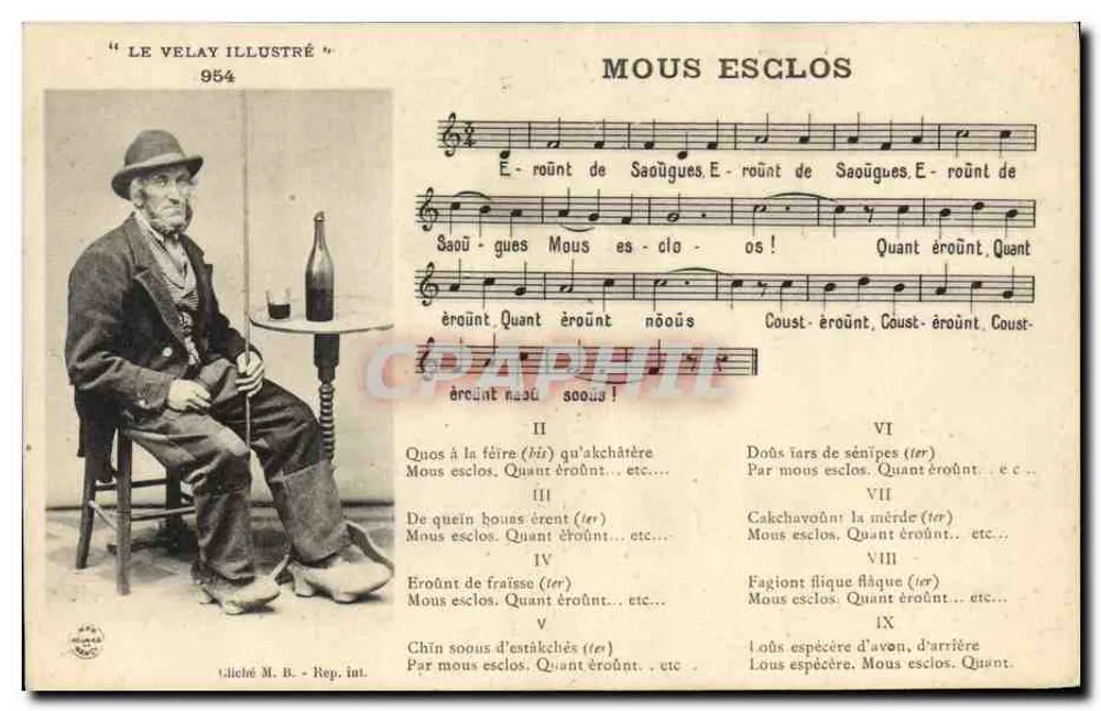 Mous Esclos — Canção local — "Le Velay Illustré" n°954 - Frente