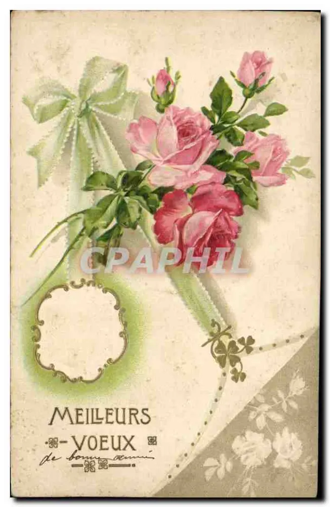 Arranjo de rosas — Melhores desejos de ano novo — editor União Postal Universal, n° 2666 - Frente