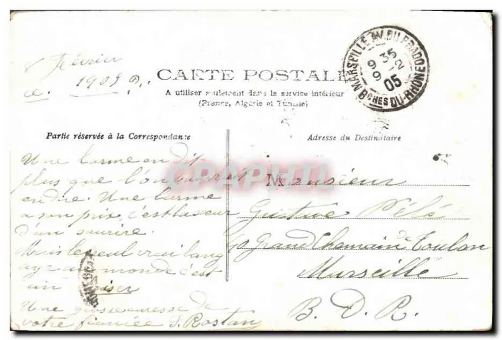 Flores e pássaro — carta postal ilustrada — editor não identificado, n°781 - Verso