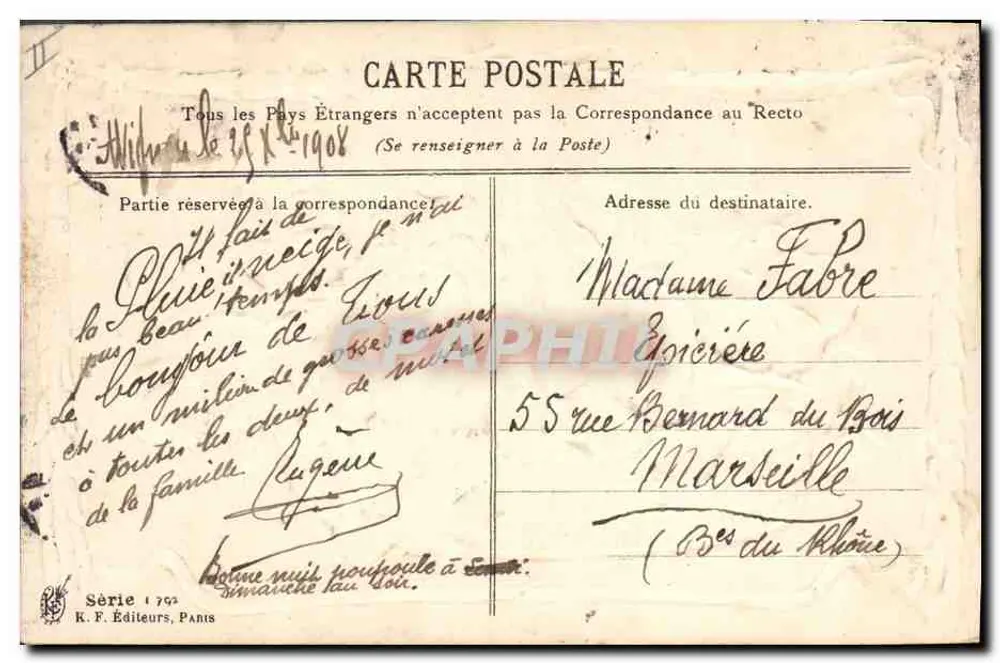 365 Dias de Felicidade — K. F. Editores, Paris — Série 1792 - Verso