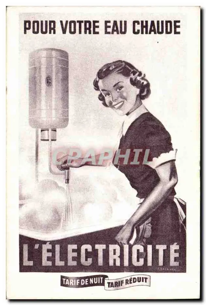 Werbung für Elektrizität — Nachttarif reduziert — Verlag nicht sichtbar - Vorderseite