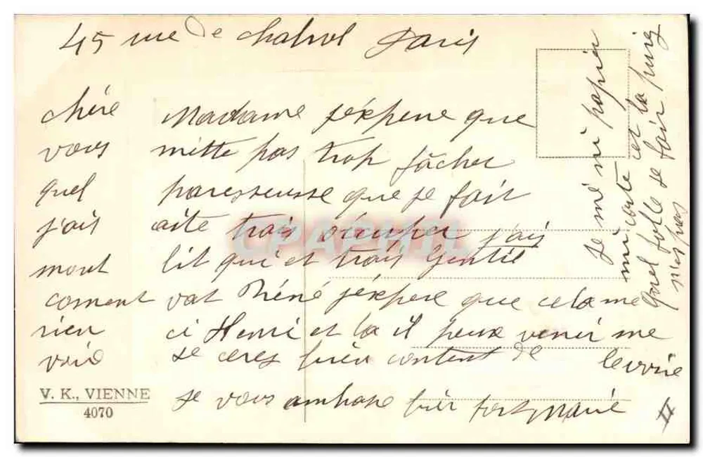 Mädchen mit Küken — Ostern — Verlag V.K. Wien, n°4070 - Rückseite