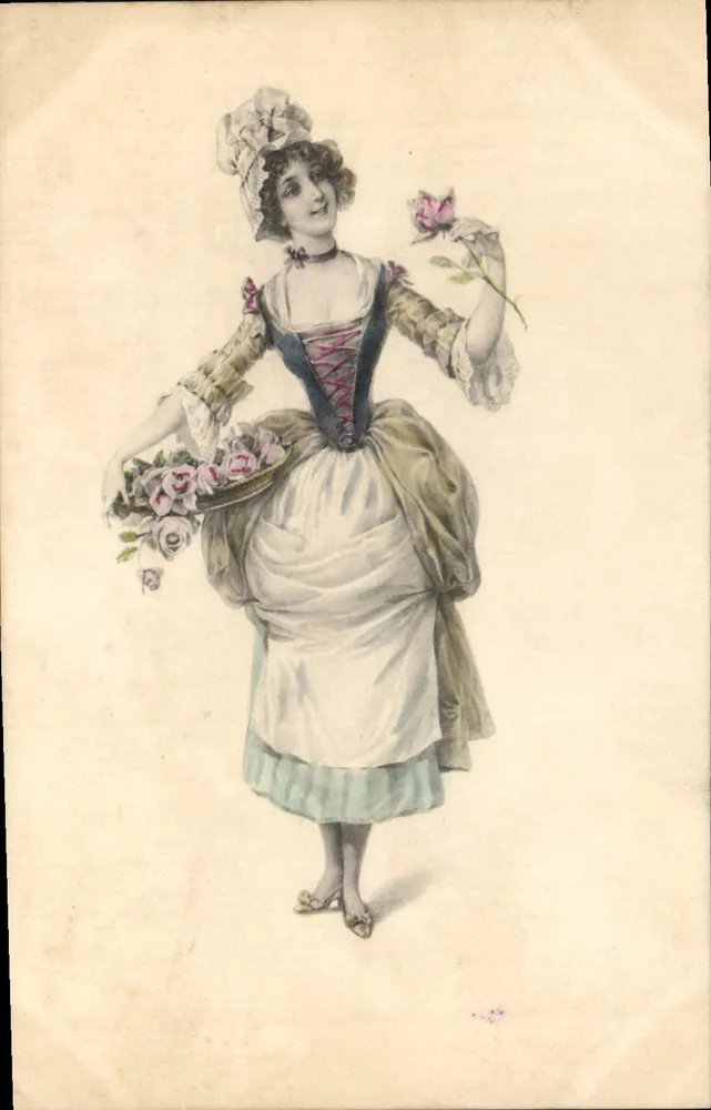 Frau im Blumenverkäuferkostüm — Verlag M. M. Vienne, Nr. 505 - Vorderseite