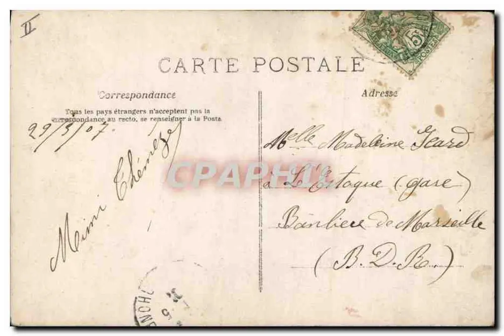 Mädchen in Hochzeitskleid — gedruckter und handschriftlicher Text — A. N. Paris, n° 550 - Rückseite
