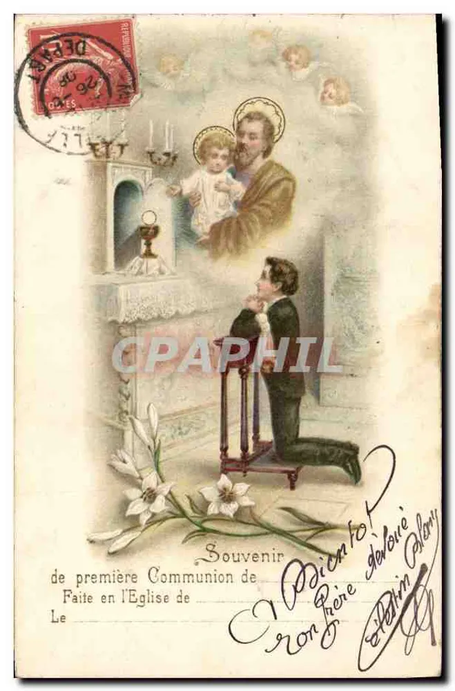 Première Communion — Souvenir de première Communion — éditeur non identifié, n° de série non visible - Recto